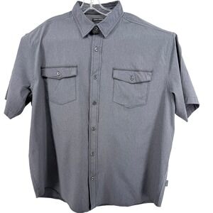 Kenneth Cole New York Shirt Mens XL Charcoal Grey Short Sleeve Button Casual